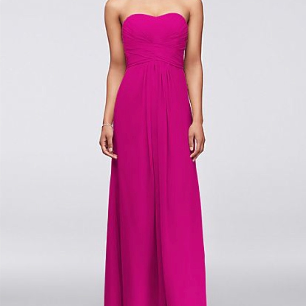 Extra Length Strapless Chiffon Dress with Pleating